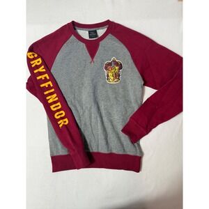Harry Potter Gryffindor Sweatshirt Men Medium Grey Maroon Raglan Wizarding World